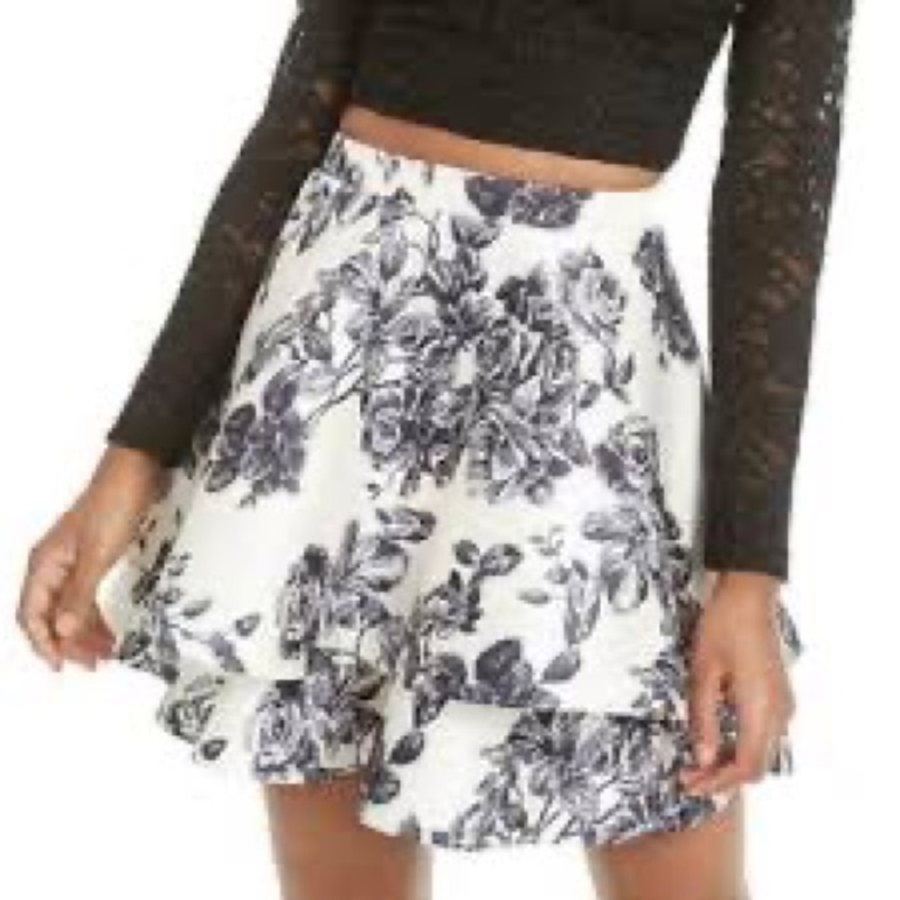 CITY STUDIO FLORAL TIERED A-LINE SKIRT